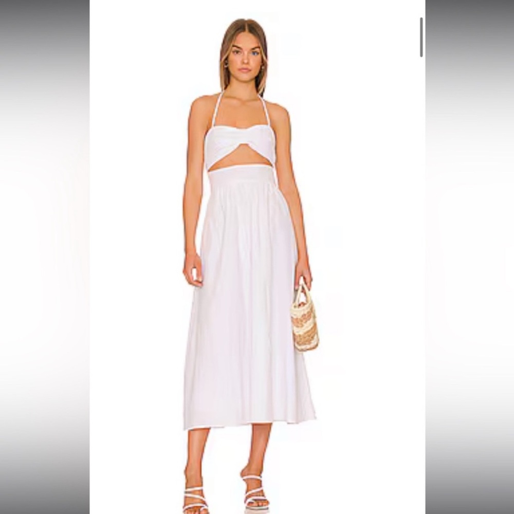 SNDYS White Halter Midi Dress